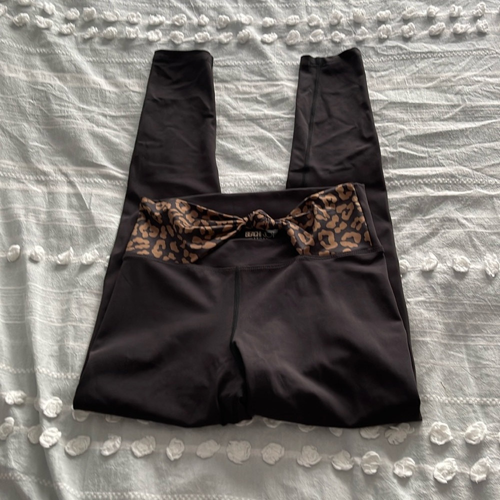 Beach Riot Black and Leopard Print Leggings